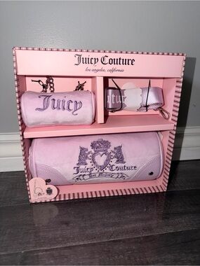 Juicy Couture Pink Velvet Logo Handbag and Accessories Set